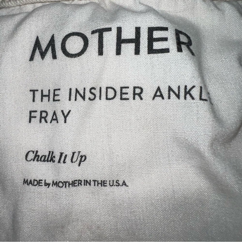 MOTHER The Insider Ankle Fray Jeans Size 31 Chalk It Up Raw Hem Jeans Denim Tan - Picture 9 of 12